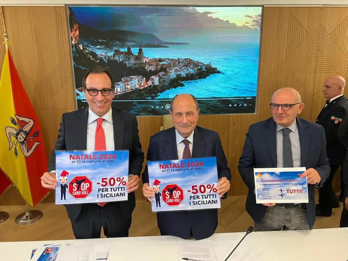 Sconto del 50% sui biglietti aerei a Natale, Schifani “Contro il caro voli” -