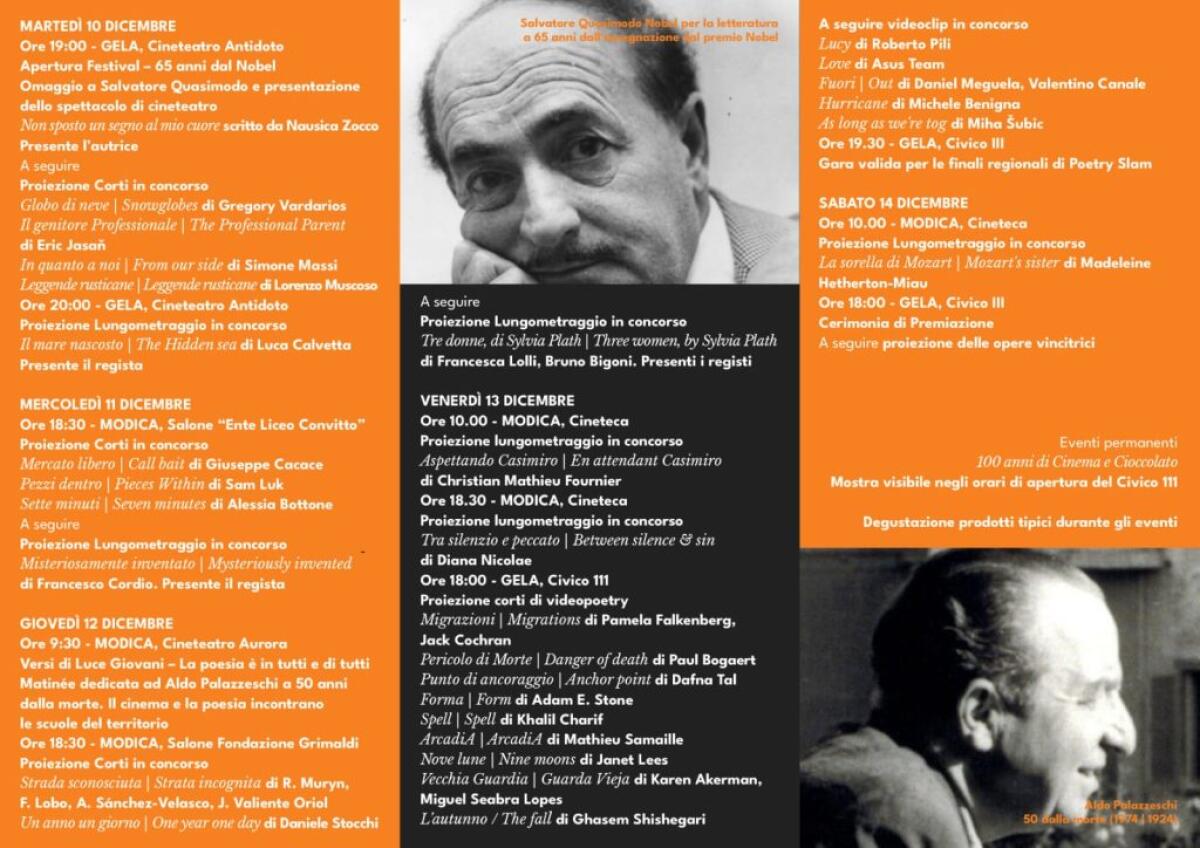 Ritorna il festival di cinema e poesia "Versi di luce": appuntamenti in città e a Modica - 