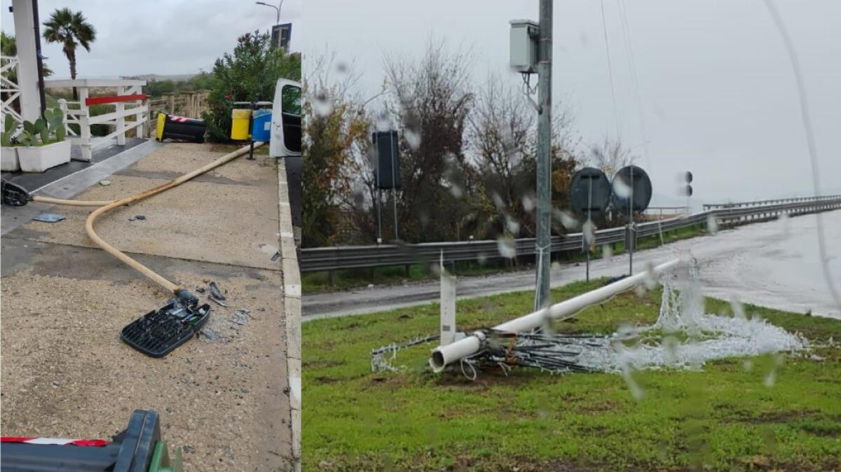 Attimi di paura per pioggia e raffiche di vento, crollati tre pali - 