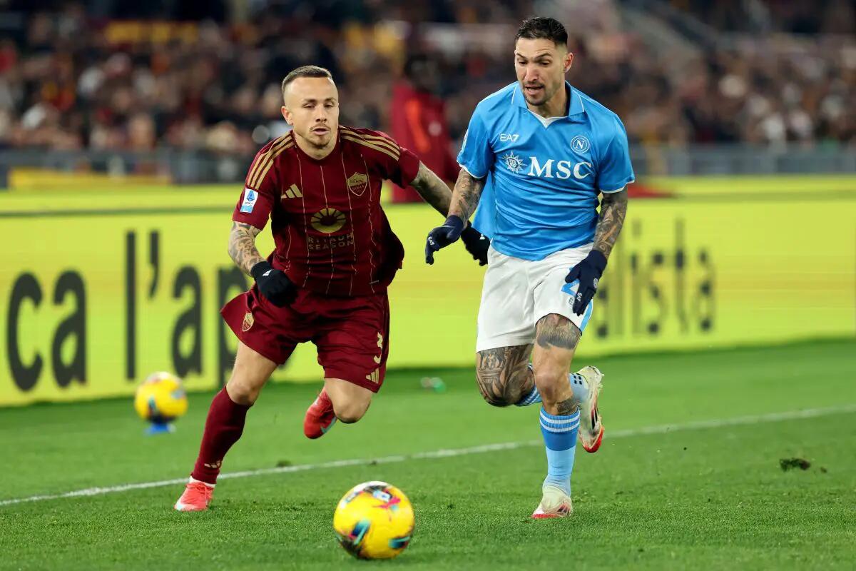 Roma-Napoli 1-1, nel recupero Angelino risponde a Spinazzola -