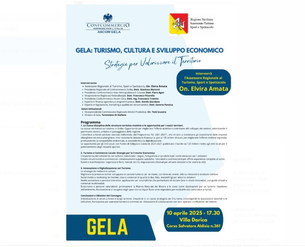 Turismo e strategie per lo sviluppo, convegno organizzato da Confcommercio Ascom: ci sarà l'assessore Amata - 