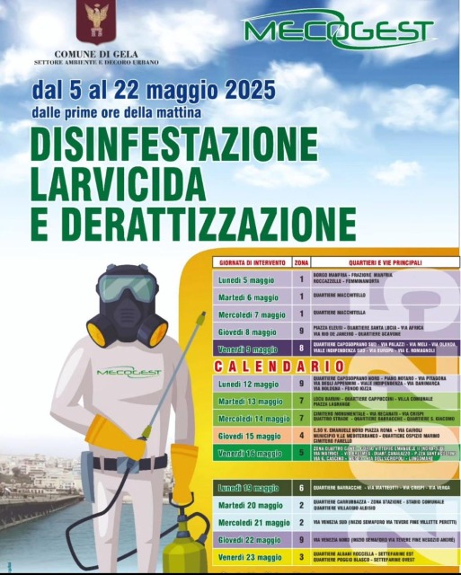 Al via la campagna di disinfestazione, larvicida e derattizzazione