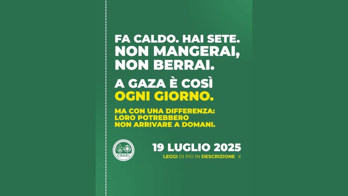 CNGEI, il 19 luglio gli scout digiunano per Gaza -