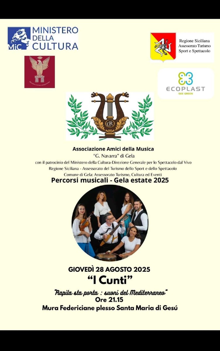 Serata di musica mediterranea con “I Cunti” alle Mura Federiciane - 