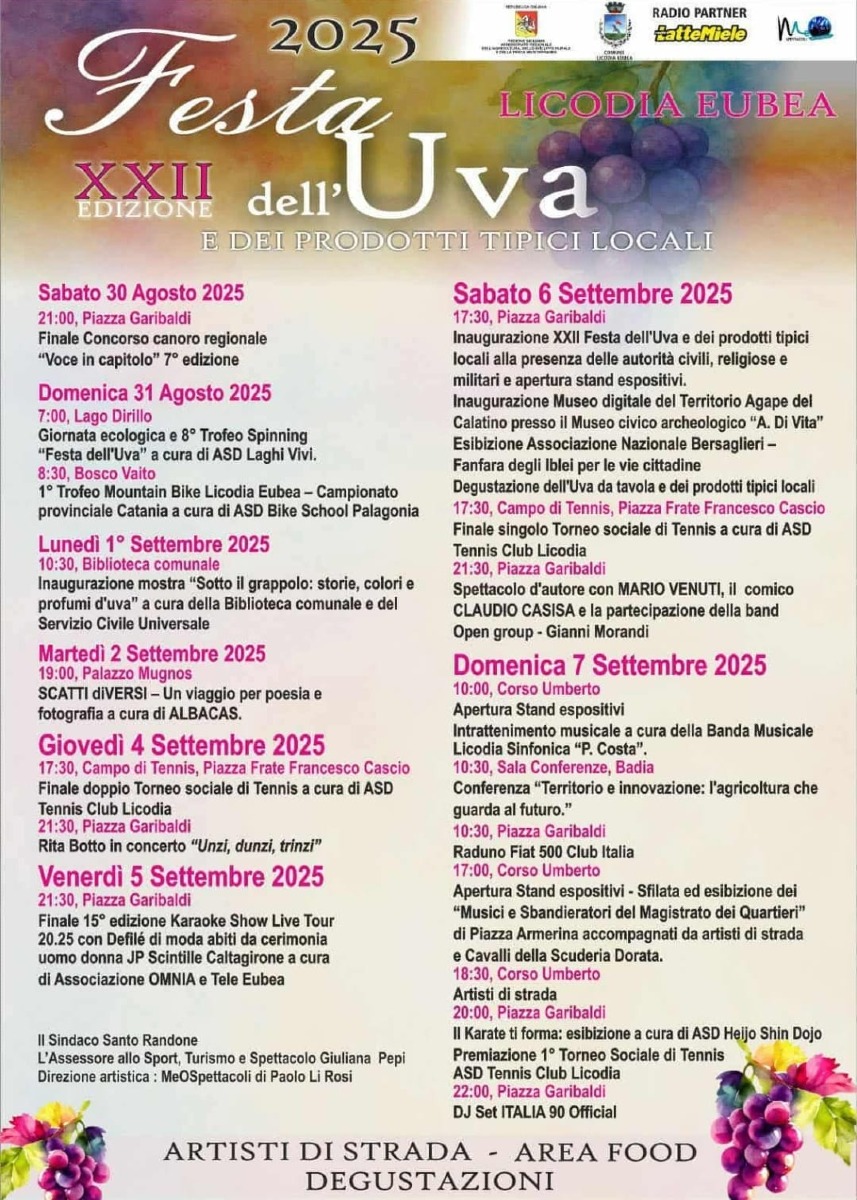 Licodia Eubea, al via il ricco calendario di eventi per la XXII Festa dell’Uva da Tavola e dei Prodotti Tipici Locali - 