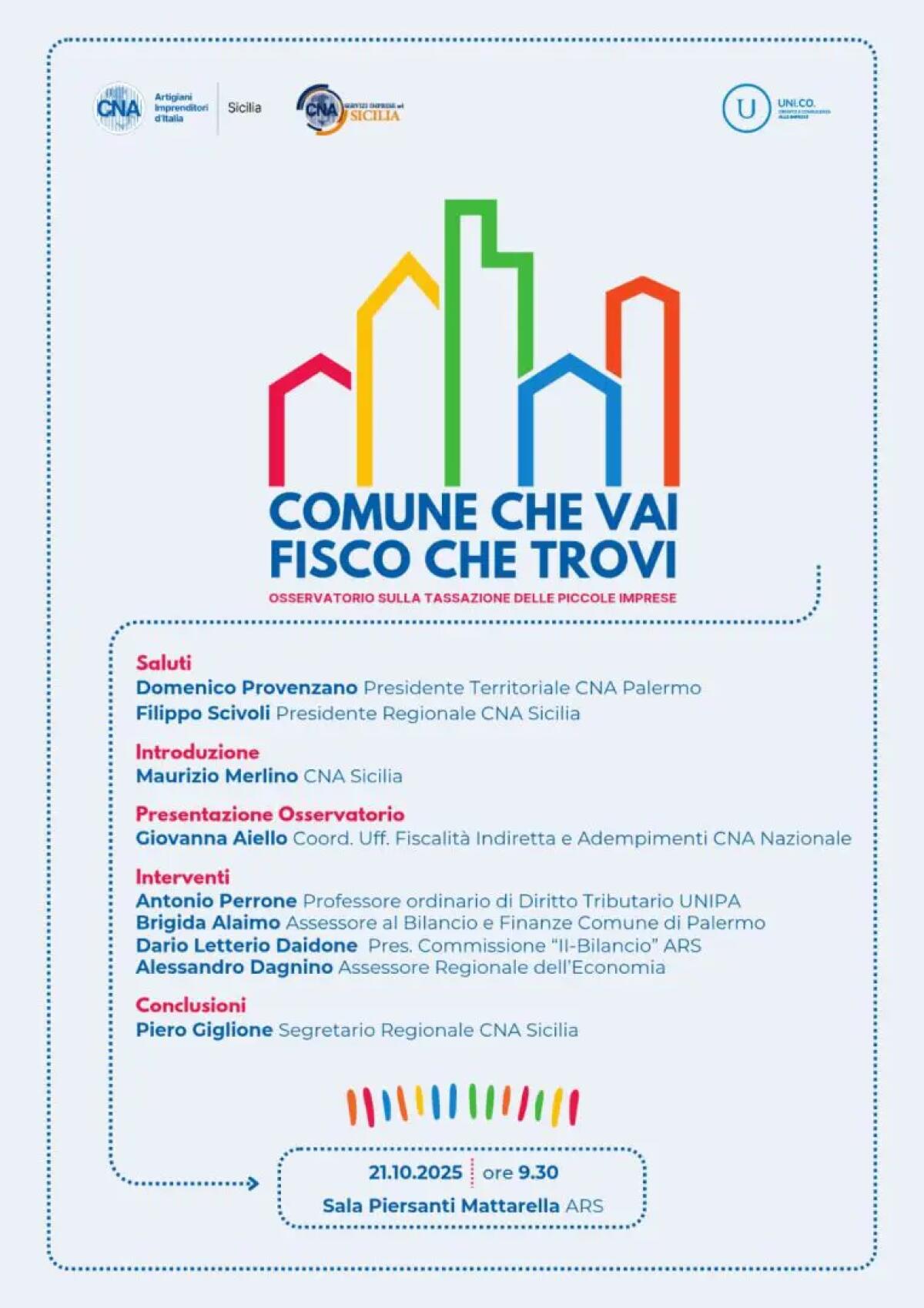 Cna Sicilia presenta il 21 ottobre a Palermo l’Osservatorio “Comune che vai, fisco che trovi” - 