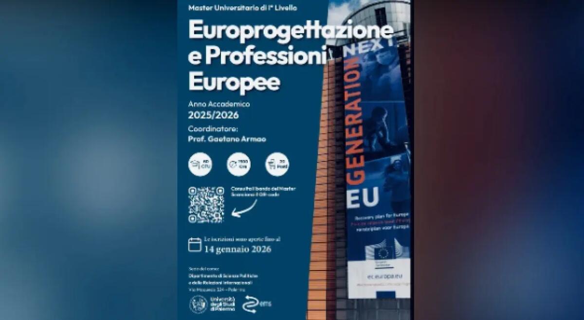 Università di Palermo, al via il bando per il Master di I° livello in Europrogettazione e Professioni Europee - 
