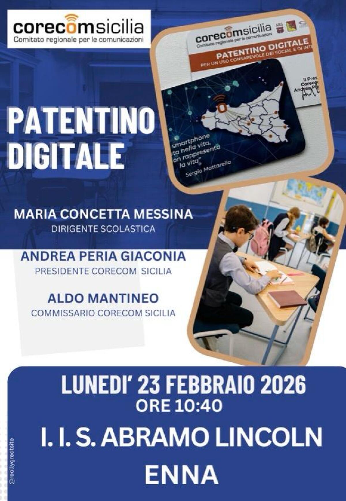 Il Patentino Digitale sbarca ad Enna, oltre cento studenti per il progetto del Corecom Sicilia - 