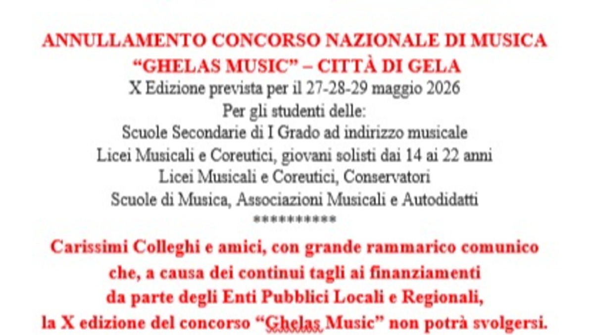 Annullato il concorso “Ghelas Music” - 