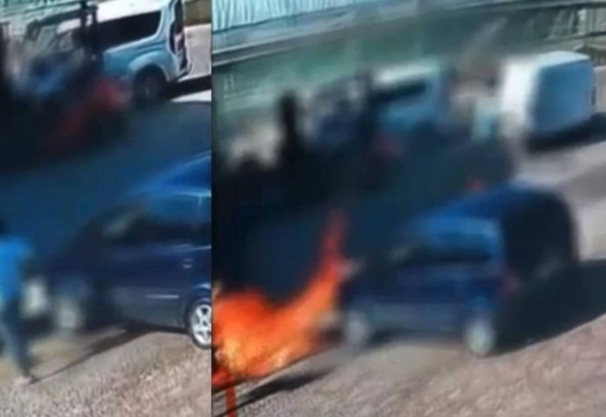 Tentò di dare fuoco a un operaio e a una vettura, conferma condanna in appello - L'incendio ripreso dai sistemi di videosorveglianza