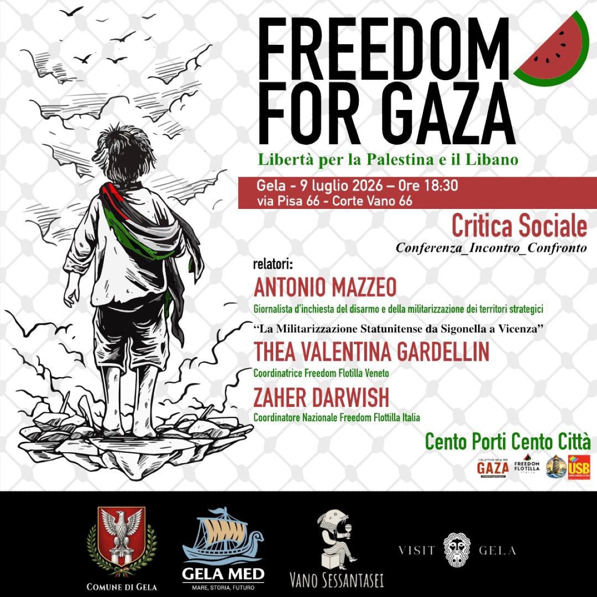 "Freedom for Gaza", dibattito in via Pisa: ci sarà il giornalista Antonio Mazzeo  - 