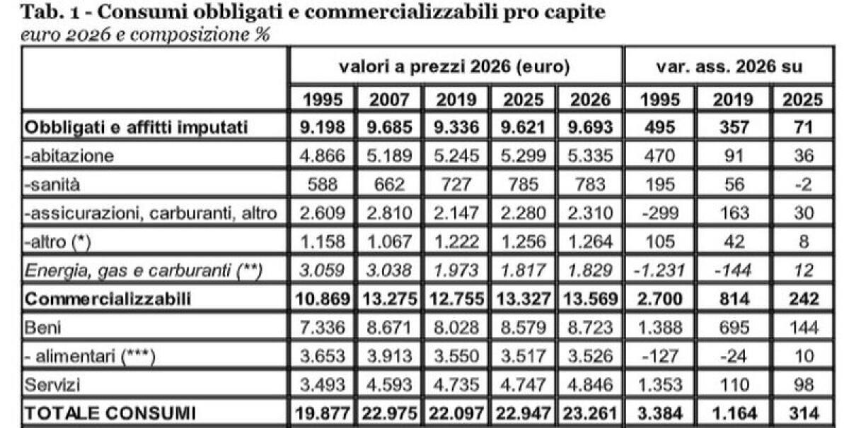 Le spese obbligate si “mangiano” il 42% dei consumi familiari - 