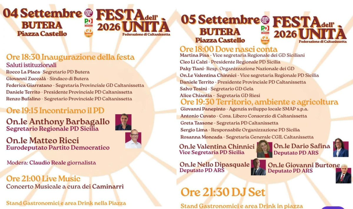 Festa provinciale dell'Unità a Butera, due giorni di incontri e dibattiti - 