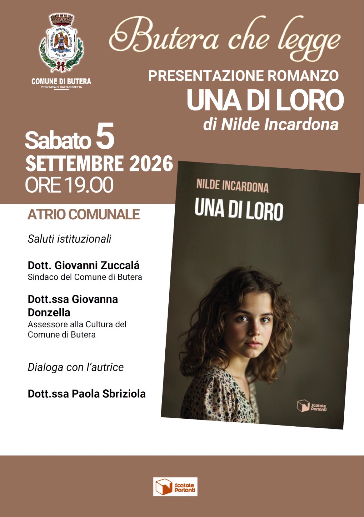 Butera, sabato la presentazione del romanzo "Una di loro" di Nilde Incardona - 